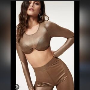 Mesh Foil Underwear Crop Top